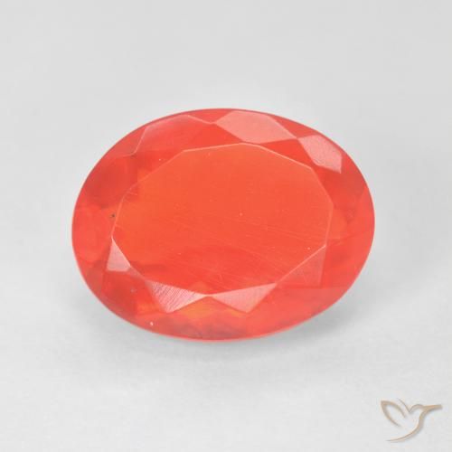 3.17ct 天然 明るいクリムゾンレッドとオレンジ ファイアオパール, 楕円形, 透明