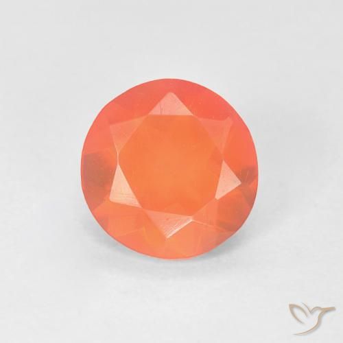0.72ct 天然 鮮やかなオレンジ ファイアオパール, ラウンド, 透明