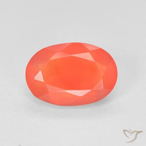 1.30ct 天然 明るいクリムゾンレッドとオレンジ ファイアオパール, 楕円形, 透明