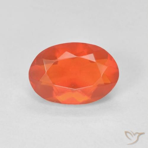 1.13ct 天然 ミディアムオレンジ ファイアオパール, 楕円形, 透明