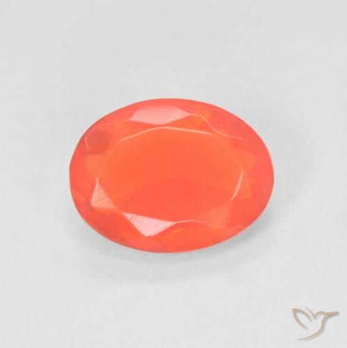 0.79ct 天然 濃い赤いオレンジ ファイアオパール, 楕円形, 透明
