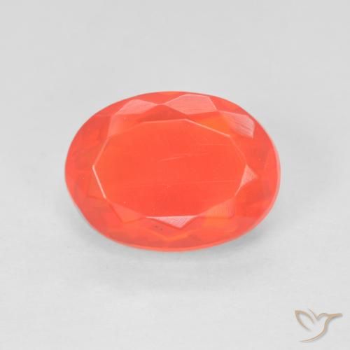 1.84ct 天然 濃い赤いオレンジ ファイアオパール, 楕円形, 透明