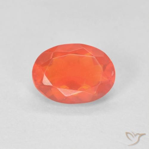 0.57ct 天然 ディープレッドがかったオレンジ ファイアオパール, 楕円形, 透明