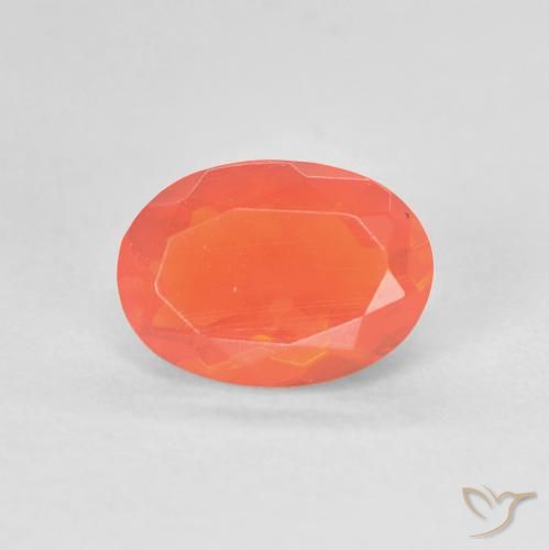 0.88ct 天然 濃いオレンジ ファイアオパール, 楕円形, 透明