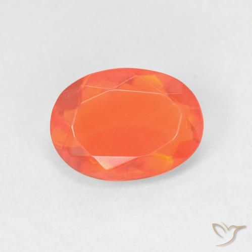 0.79ct 天然 鮮やかなオレンジ ファイアオパール, 楕円形, 透明