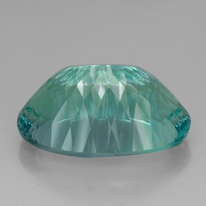 67.26カラットの天然エレクトリック青みがかった緑フローライト（31.4×20.3 mm・オーバルカット）