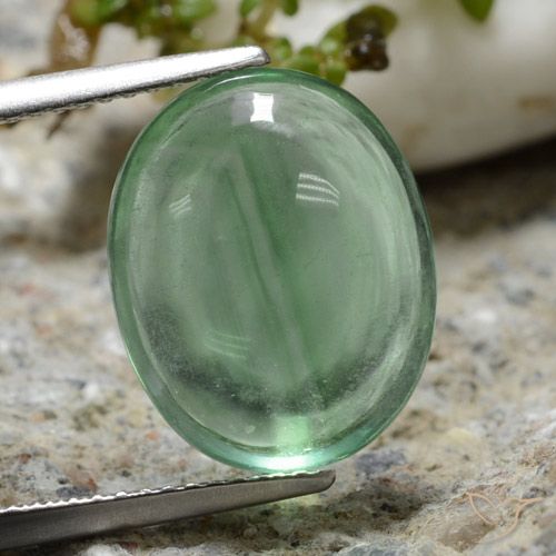 8.74ct 天然 薄いクールグリーン 蛍石, 楕円形, 透明