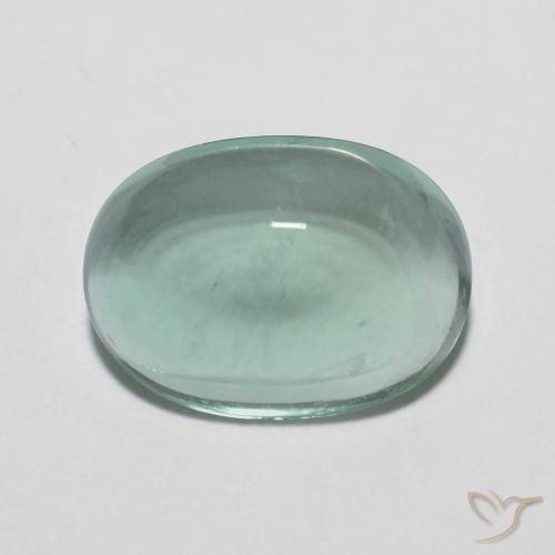 7.09ct 天然 非常に薄い青緑 蛍石, 楕円形, 透明