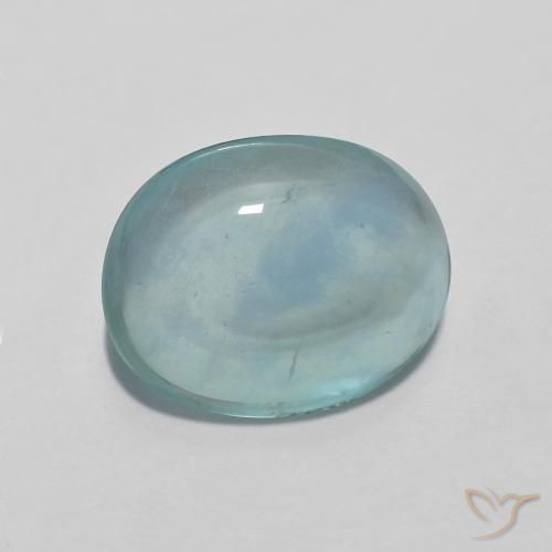 4.94カラットの天然Light Bluish Turquoise蛍石、楕円形、透明