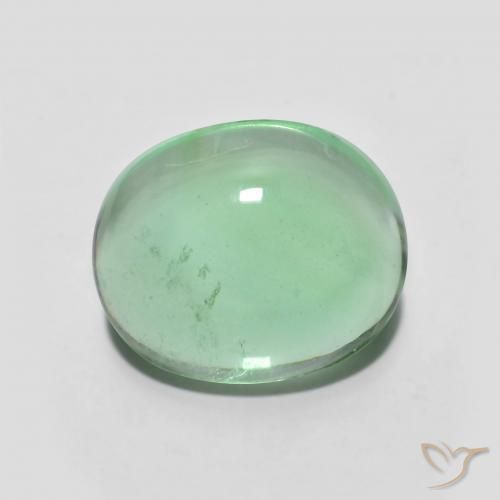5.35ct 天然 薄い黄がかった緑 蛍石, 楕円形, 透明