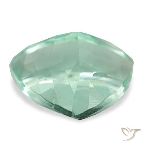 6.54カラットの天然青みがかった緑フローライト（12.5×12 mm・トリリアント）