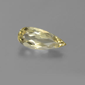 1.58カラットの天然薄いラグナイエローゴールデンベリル（13.8×5.8 mm・洋梨の形）