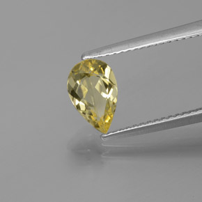 1.11カラットの天然イエローゴールデンベリル（9×5.7 mm・洋梨の形）