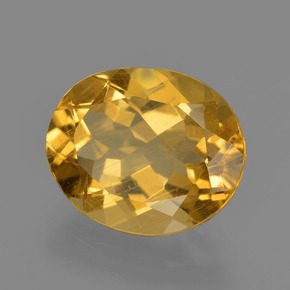 4.34カラットの天然ゴールデンイエローゴールデンベリル（12.1×10 mm・オーバルカット）