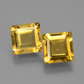カラットの天然ゴールデンイエローゴールデンベリル（7.1×7.1 mm・四角）
