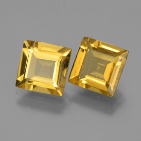 カラットの天然ゴールデンイエローゴールデンベリル（7.1×7.1 mm・四角）