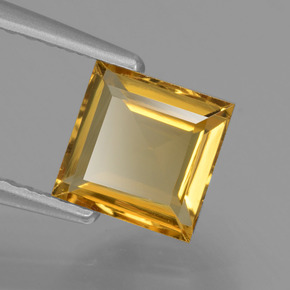 1.18カラットの天然ゴールデンイエローゴールデンベリル（6.2×6.1 mm・四角）