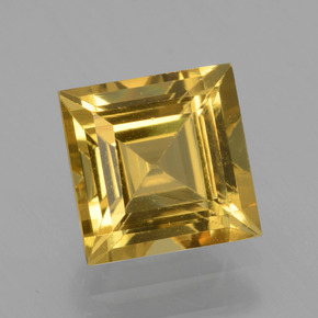1.45カラットの天然ゴールデンイエローゴールデンベリル（6.8×6.7 mm・四角）