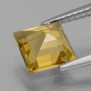 1.45カラットの天然ゴールデンイエローゴールデンベリル（6.8×6.7 mm・四角）
