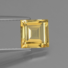 1.33カラットの天然ゴールデンイエローゴールデンベリル（6.9×6.8 mm・四角）