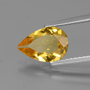 1.22カラットの天然ゴールデンイエローゴールデンベリル（10.2×7 mm・洋梨の形）