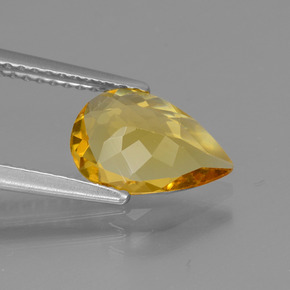 1.22カラットの天然ゴールデンイエローゴールデンベリル（10.2×7 mm・洋梨の形）