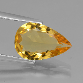 1.94カラットの天然ゴールデンイエローゴールデンベリル（12.3×8 mm・洋梨の形）
