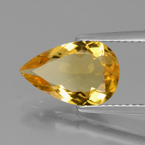 1.94カラットの天然ゴールデンイエローゴールデンベリル（12.3×8 mm・洋梨の形）