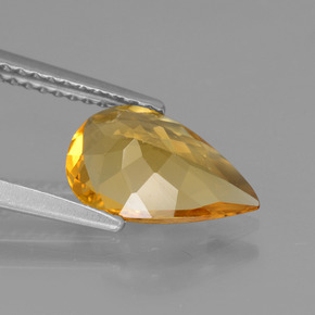 1.38カラットの天然ゴールデンイエローゴールデンベリル（10.8×7.1 mm・洋梨の形）