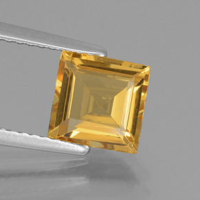 1.46カラットの天然ゴールデンイエローゴールデンベリル（7.1×7 mm・四角）