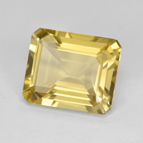5.42カラットの天然薄いゴールドゴールデンベリル（12.1×10 mm・エメラルドカット）