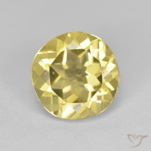 1.90ct 天然 ミディアム薄いイエロー ゴールドベリル, ラウンド, VVS