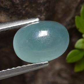 2.42カラットの天然青みがかったグリーングランディデライト、オーバルカット、半透明