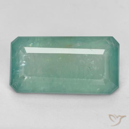 3.05ct 天然 ミディアム青みがかった緑 グランディデライト, エメラルドカット, SI