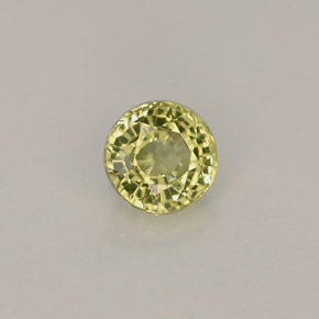 0.46カラットの天然ライムグリーングロッシュラーガーネット（4.36 mm・ラウンドカット）