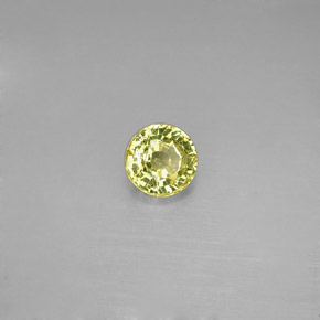 0.59カラットの天然ライムグリーングロッシュラーガーネット（4.88 mm・ラウンドカット）