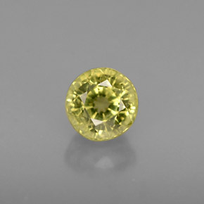 0.75カラットの天然緑がかったゴールドグロッシュラーガーネット（4.88 mm・ラウンドカット）