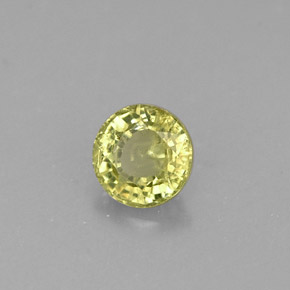 0.37カラットの天然ゴールデングリーングロッシュラーガーネット（4.28 mm・ラウンドカット）