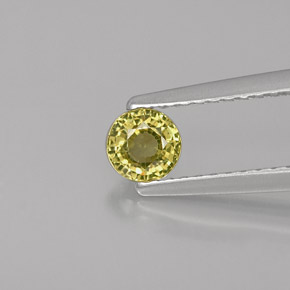 0.37カラットの天然ゴールデングリーングロッシュラーガーネット（4.26 mm・ラウンドカット）