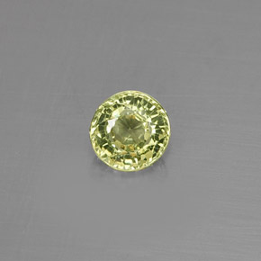 0.40カラットの天然ゴールデングリーングロッシュラーガーネット（4.13 mm・ラウンドカット）