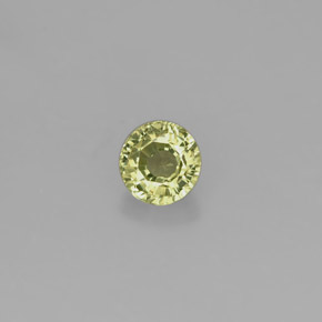 0.46カラットの天然ゴールデングリーングロッシュラーガーネット（4.47 mm・ラウンドカット）
