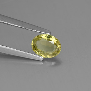 0.45カラットの天然ライムグリーングロッシュラーガーネット（5.7×4.4 mm・オーバルカット）