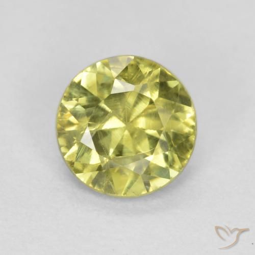 0.48ct 天然 ライトグリーンがかったイエロー グロッシュラライトガーネット, ラウンド, VS-SI