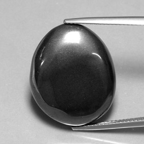 34.19カラットの天然ブラック＆グレーヘマタイト（23×14 mm・オーバルカット）
