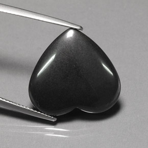22.95カラットの天然ブラック＆グレーヘマタイト（20.4×19.1 mm・ハート型）