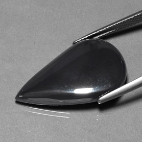 23.35カラットの天然ブラックグレーヘマタイト、洋梨の形、オペーク