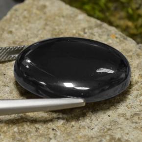 57.22カラットの天然ダークグレーヘマタイト、ラウンドカット、オペーク