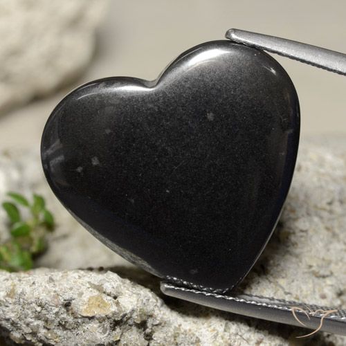 23.99ct 天然 ダークグレー ヘマタイト, 心臓, オペーク
