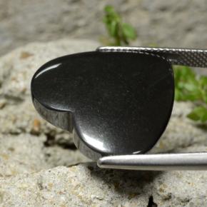 25.82カラットの天然ダークグレーヘマタイト、ハート型、オペーク