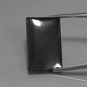 27.19カラットの天然ブラック＆グレーヘマタイト（23.2×14.8 mm・バゲット）